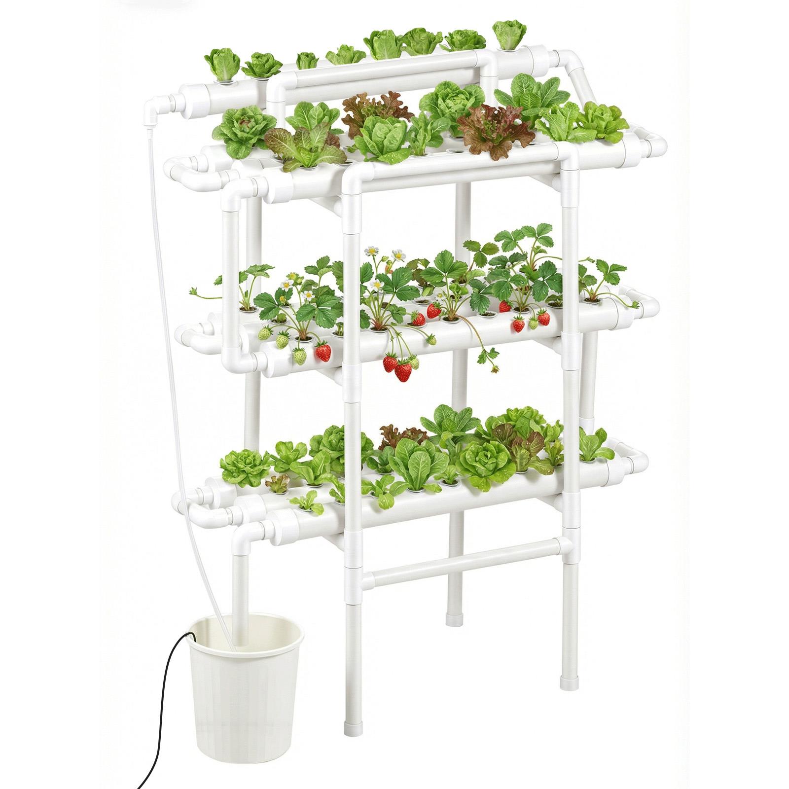 Indoor Garden Kit - 3-stufiges Hydroponisches Anbausystem-Set mit 90 Anzuchtplätzen,