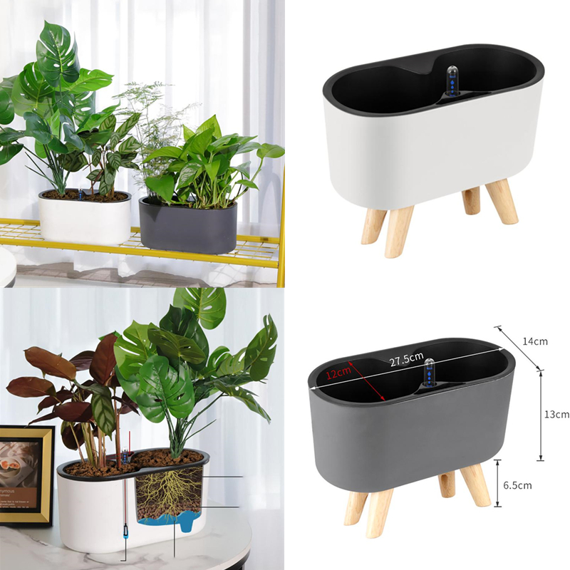 Self Watering Planter - Indoor-Anlage Mit Anzeige Holz Bein Blume